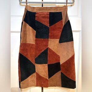 Vintage Suede Patchwork Margaret Godfrey Pencil Skirt